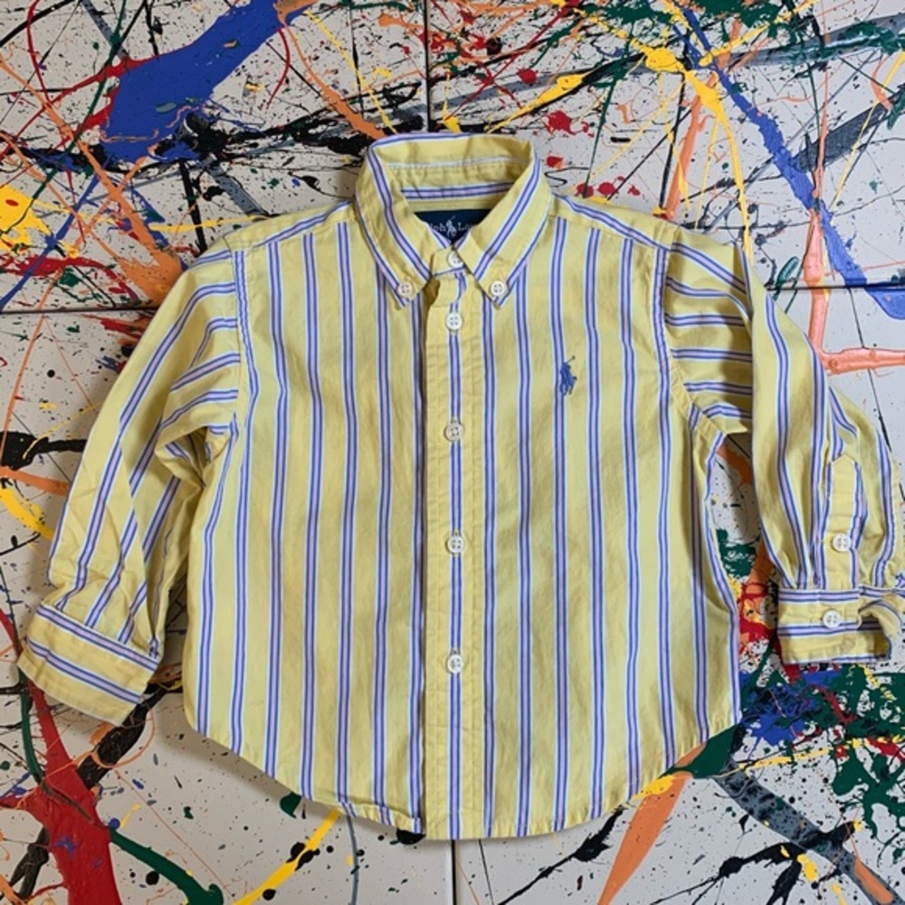 Ralph Lauren yellow with multicolored stripes dress shirt.
